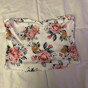 NEW Strapless Floral Crop Top